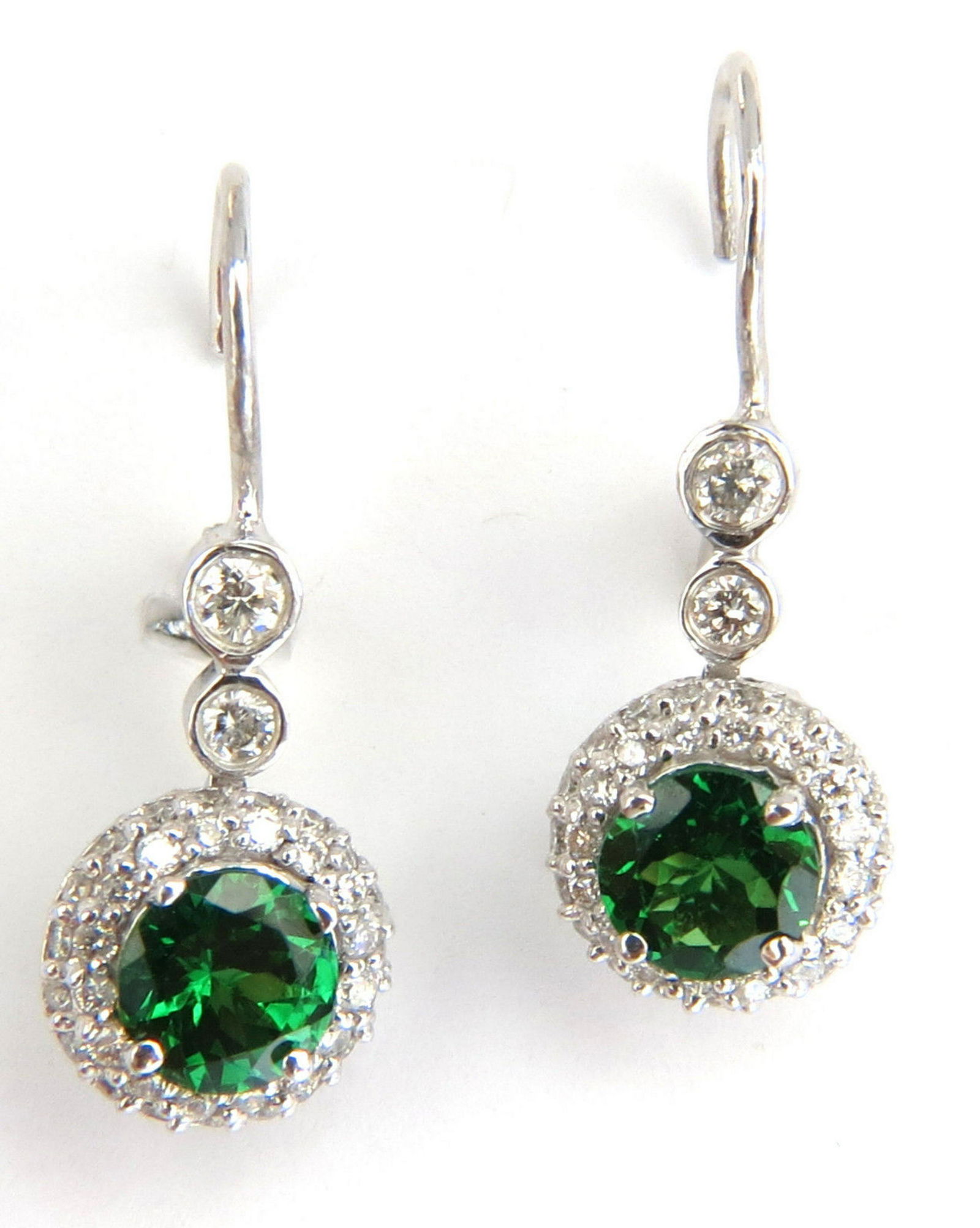 1.95ct natural vivid green tsavorite diamond dangle ear (1 of 5)