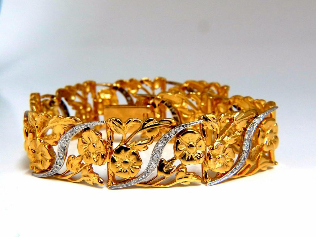Victorian Deco .40ct diamonds floral vine bracelet 14kt (1 of 8)