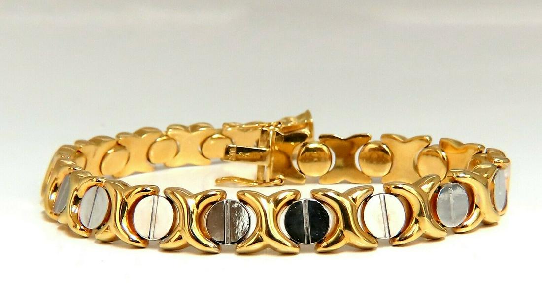 Gold Italian X Screw Link Bracelet two tone 14 Karat (1 of 5)