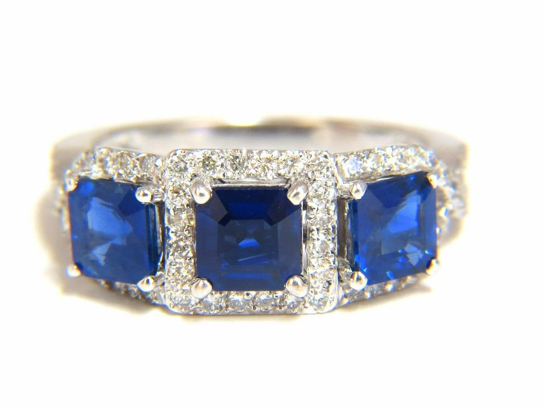 2.40ct NATURAL BLUE SAPPHIRE DIAMONDS RING 14KT CLASSIC (1 of 6)