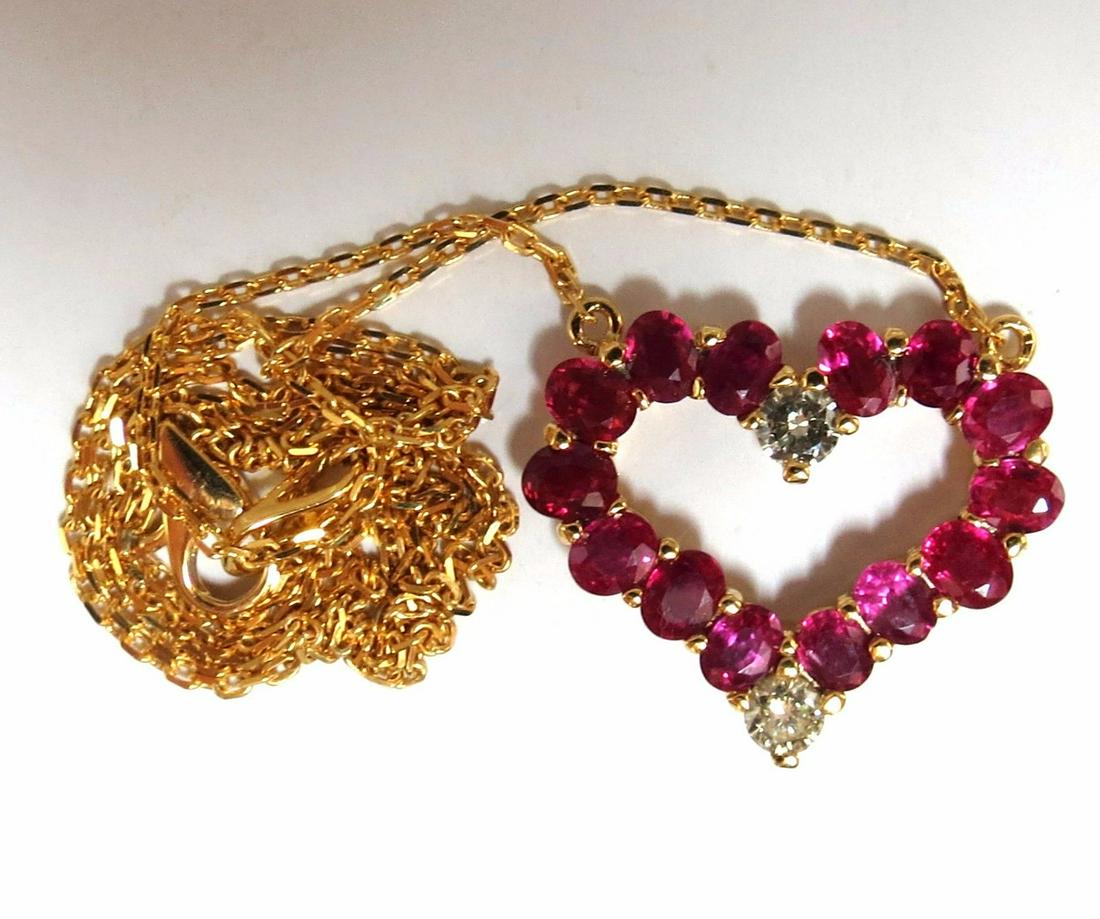2.68ct natural ruby diamonds heart necklace 14kt vivid (1 of 5)