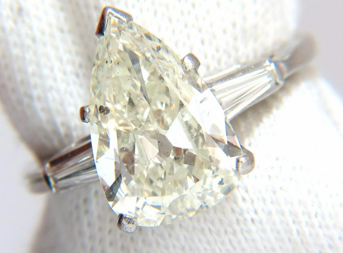 4.06CT NATURAL PEAR SHAPE DIAMOND PLATINUM RING (1 of 10)