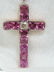 18KT GIA 10.41CT NATURAL PINK SAPPHIRE DIAMOND CROSS - 9