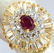 3.26CT NATURAL RUBY DIAMONDS BALLERINA COCKTAIL CLUSTER