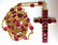 24.70ct Natural Ruby Cross Necklace & Yard 18kt Rosary