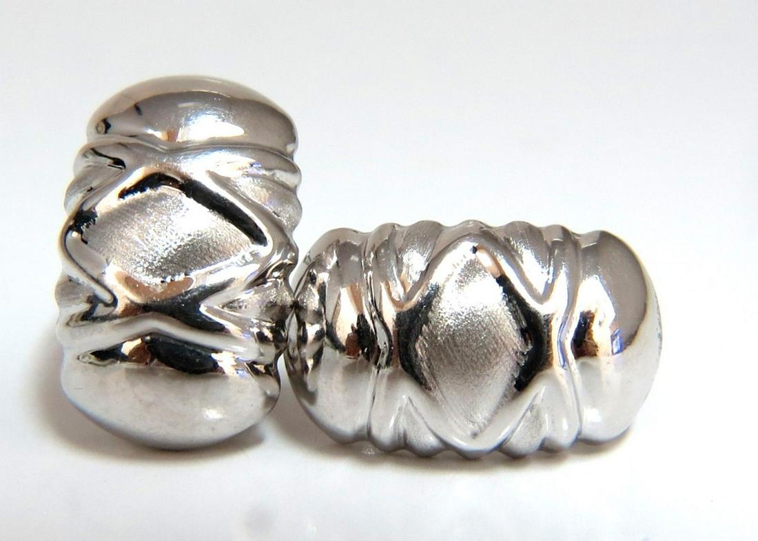 18kt Cross Wave Pattern Textured Clip Earrings (1 of 4)