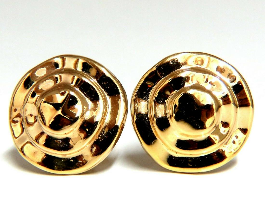 Gold Raised Pyramid Dune Shabby Chic Clip Earrings 14 K (1 of 5)