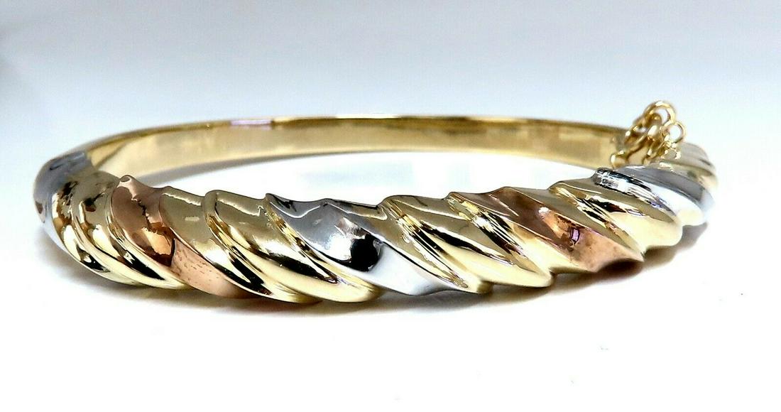 Tri-Color Bangle bracelet Wide 14 Karat (1 of 6)