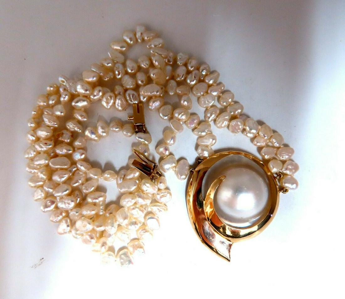 Off-Shape Mabe Pearl Fresh Water Double Stranded Bead N (1 of 6)