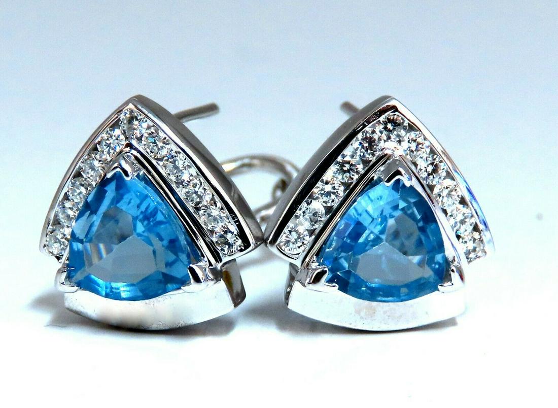 4.80ct Natural Blue Topaz Diamonds Cluster Earrings 14 (1 of 4)