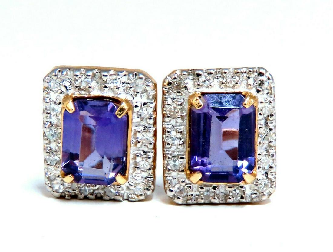 2.20ct Natural Amethyst Diamond Stud Earrings 14kt (1 of 8)