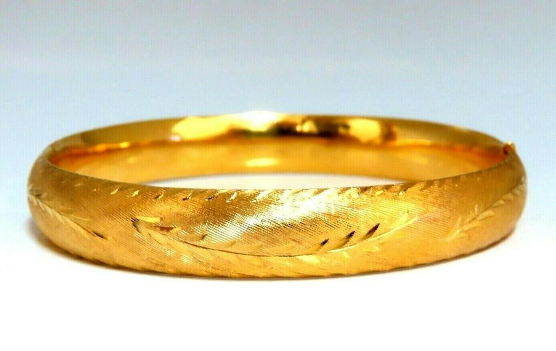 14kt Gold Hand Made Graver Patina Bangle Bracelet (1 of 6)