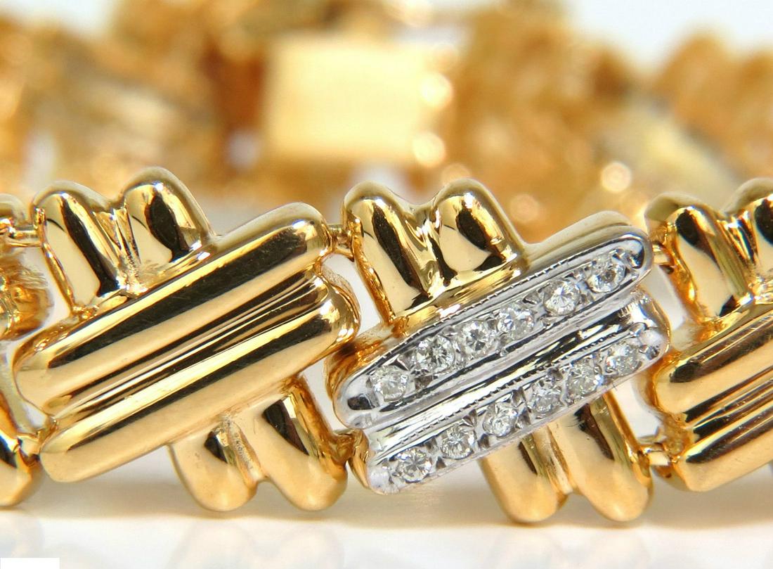 1.35CT DIAMONDS DOUBLE BAR "X" LINKED BRACELET 14KT (1 of 11)