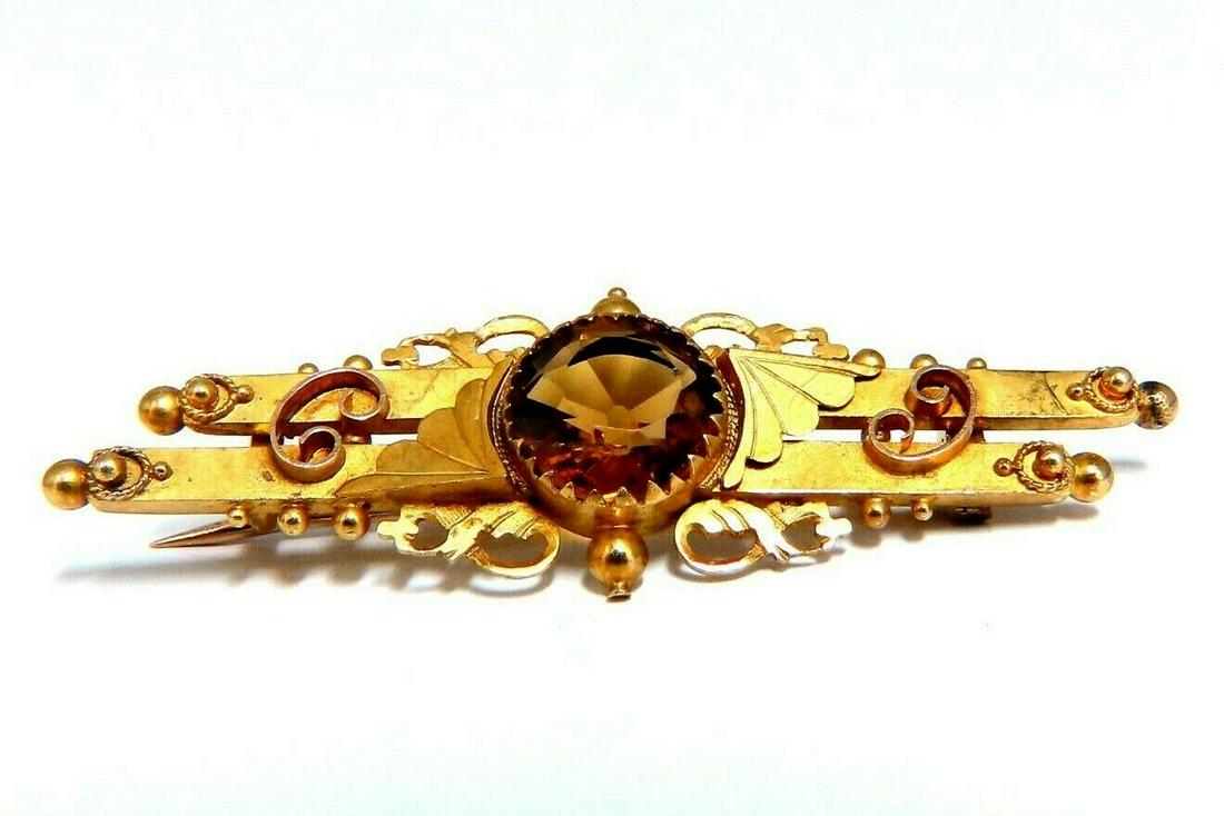 Vintage French Designer "FM" 19 Karat Citrine Brooch (1 of 5)