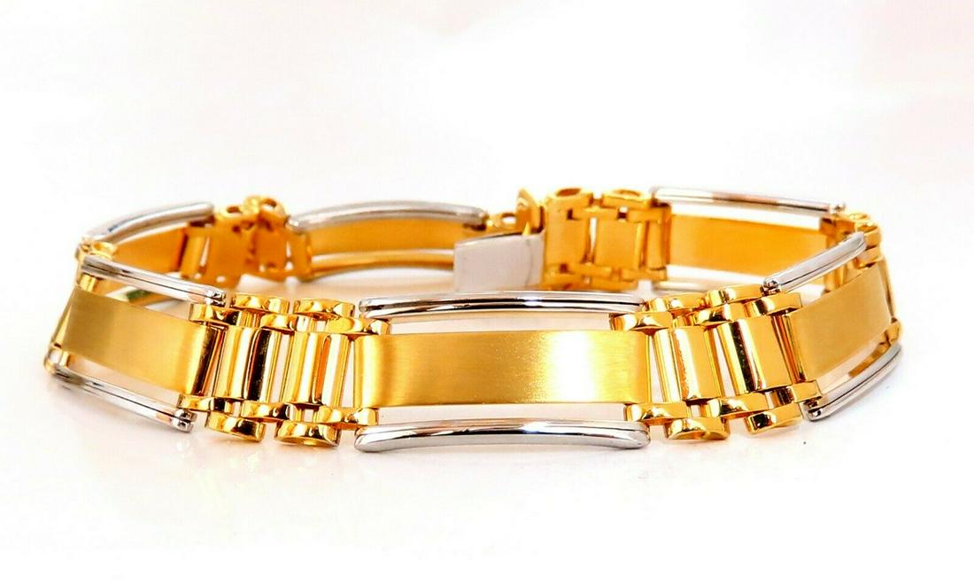 Mens Two Toned Modern Brush & Hinge Link Bracelet 14 (1 of 9)