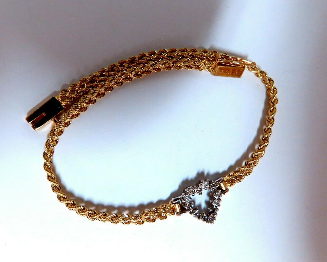 .20ct Diamonds Heart On Rope Braid Bracelet 14kt (1 of 3)