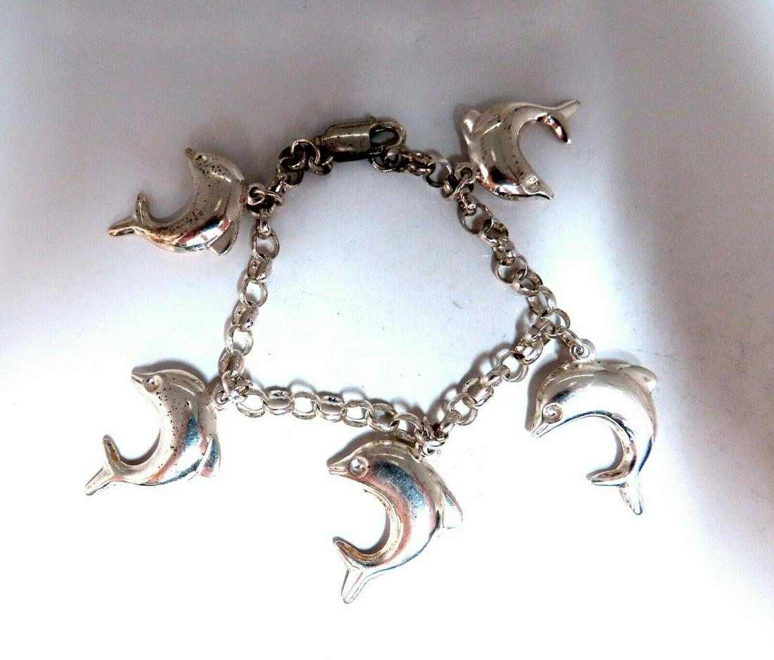 Sterling Silver Miami Dolphins Bracelet 7.5 inch (1 of 3)