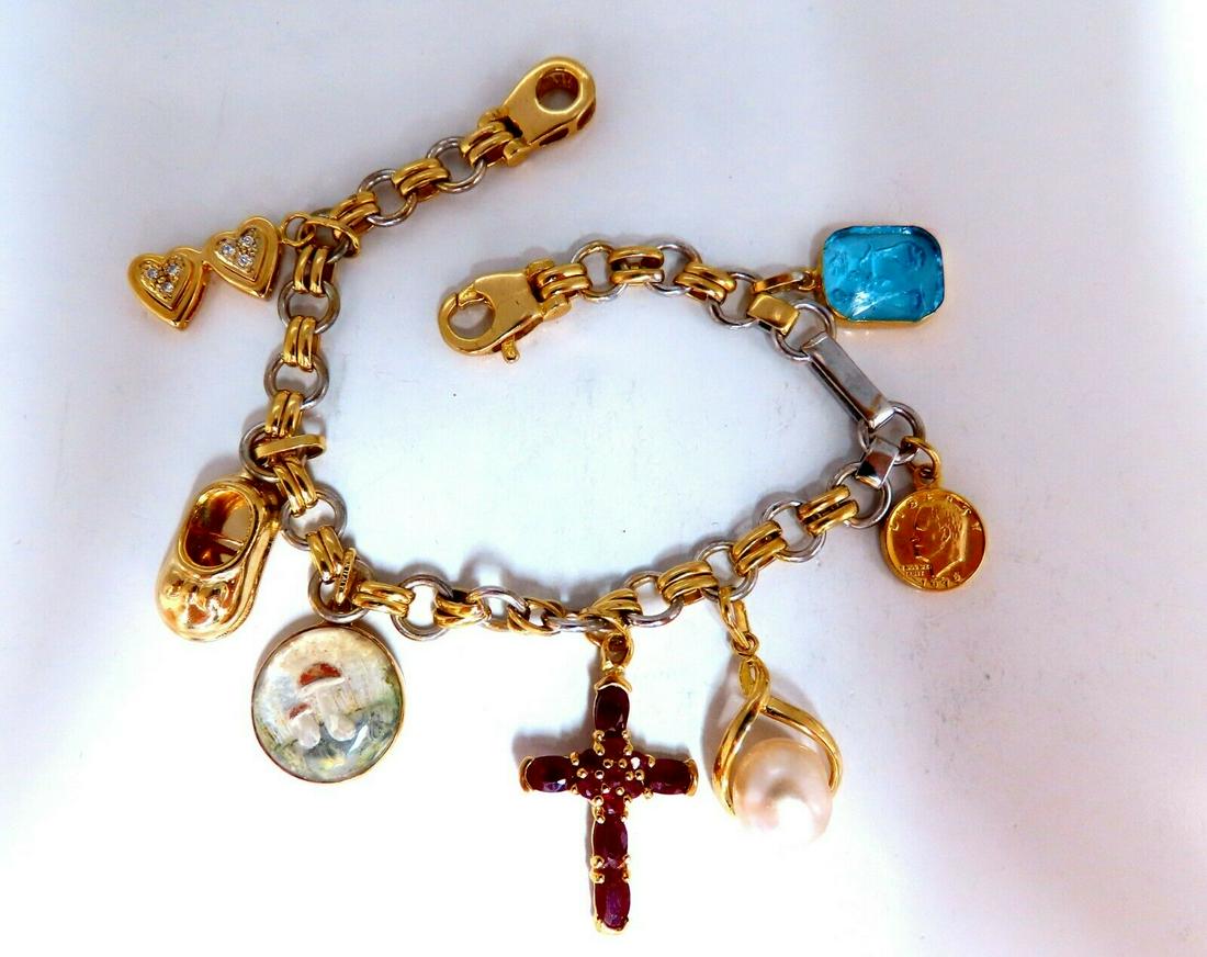 Assorted Charms Bracelet 14 karat Hearts Libra Cross Am (1 of 4)