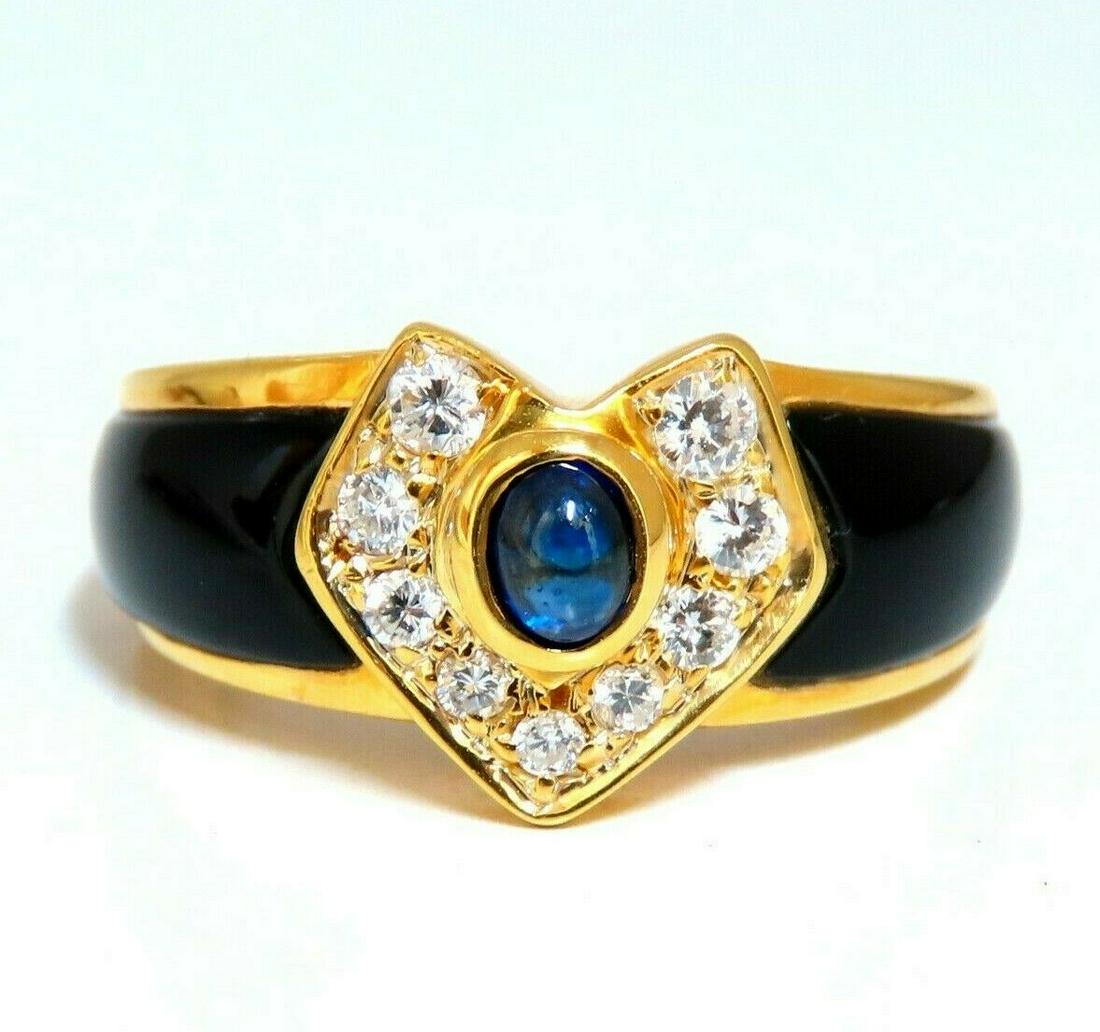 .30ct Natural Jet Black Onyx Diamonds Ring 18 Karat (1 of 4)