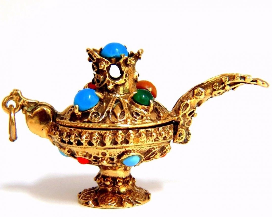 ALIBABA MAGIC LANTERN 14KT VINTAGE PENDANT CHARM (1 of 8)