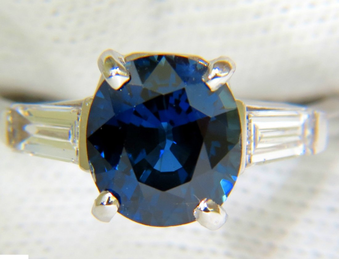 3.69CT NATURAL SAPPHIRE DIAMOND RING VIVID ROYAL BLUE (1 of 9)