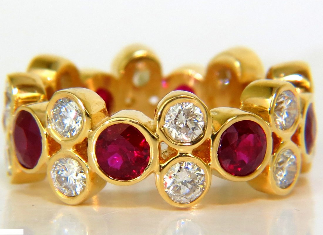4.69CT NATURAL TOP GEM RUBY DIAMOND ETERNITY RING 14KT (1 of 10)