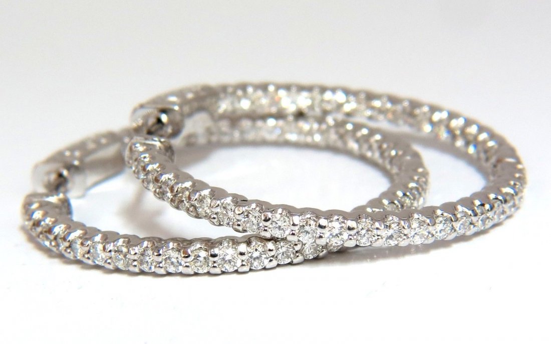 1.54ct 1.2 inch diameter hoop diamond earrings 14kt (1 of 5)