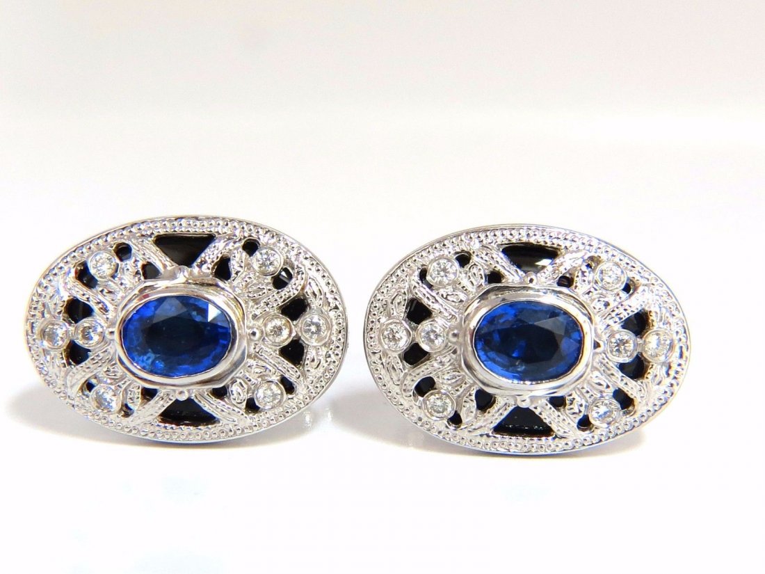 Cufflinks 14kt natural 2.00ct sapphires .50ct diamonds (1 of 8)