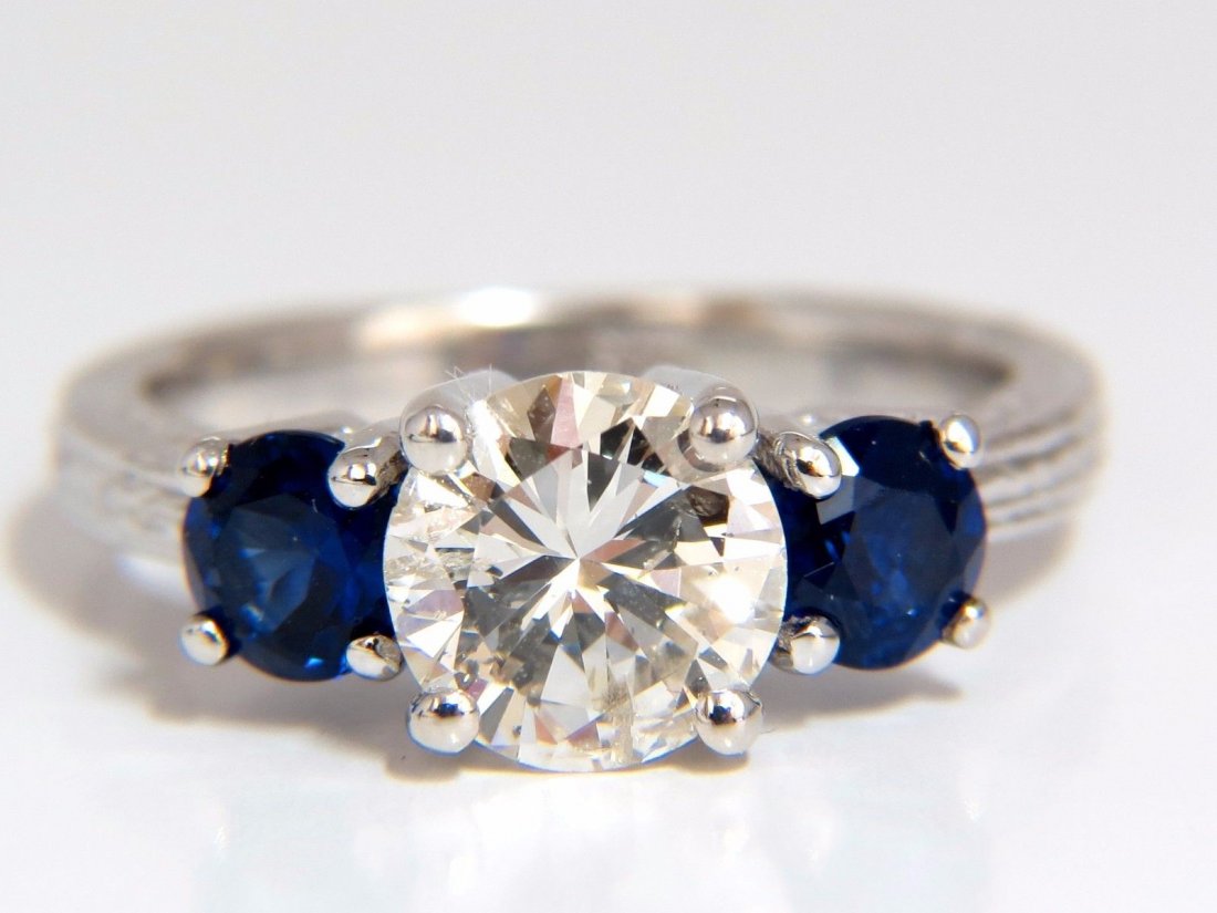 1.35ct & 1.00ct NATURAL DIAMONDS SAPPHIRE THREE STONE (1 of 7)