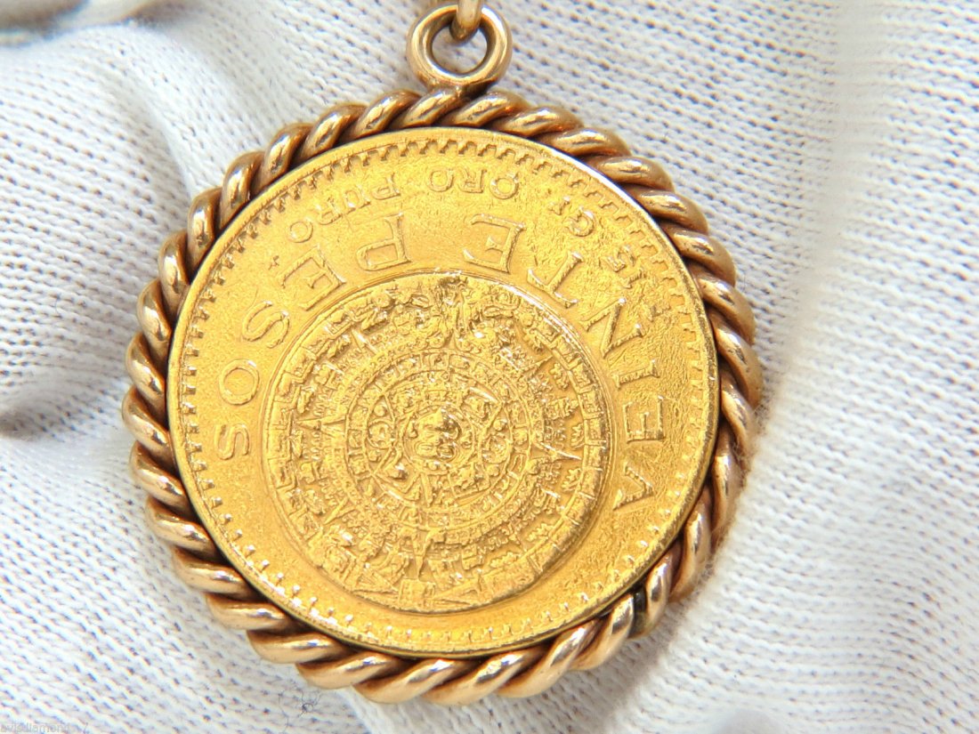 1918 PESO MEXICANOS "ORO PURO" 24KT COIN CHAIN ROPE (1 of 9)