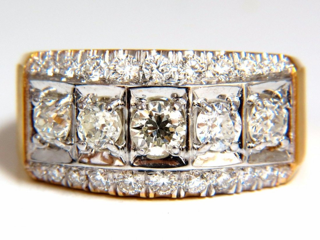 1.50ct natural round cut diamonds wide mens band 14kt (1 of 8)