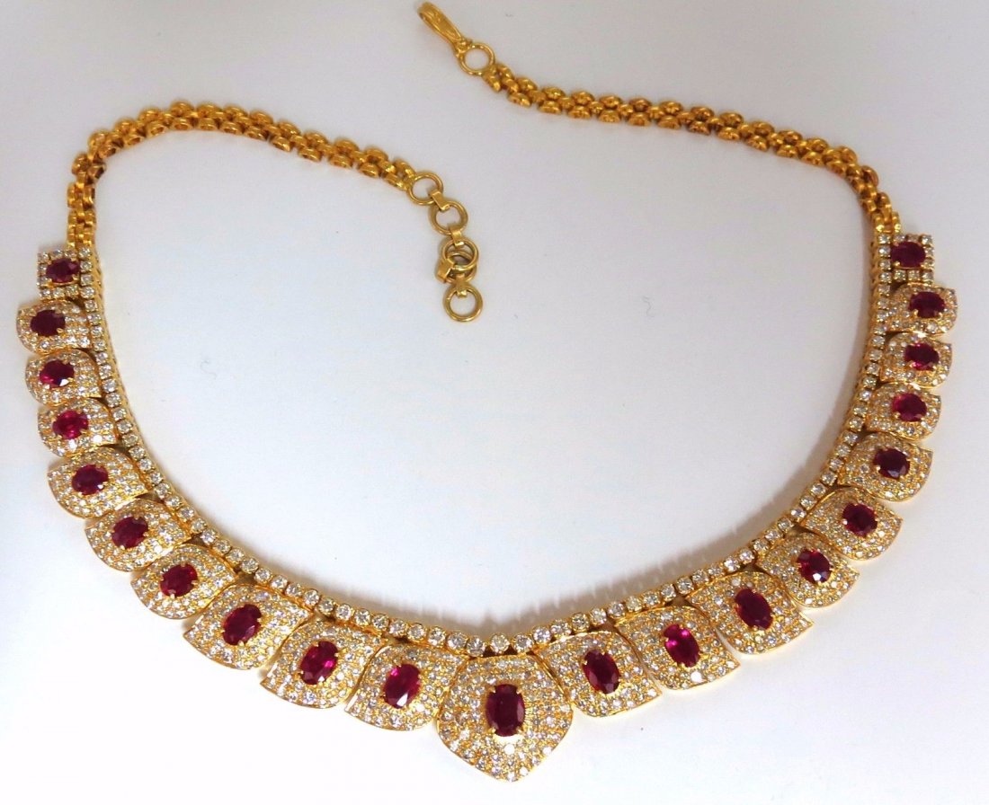 26.00ct natural vivid bright red ruby diamonds necklace (1 of 10)