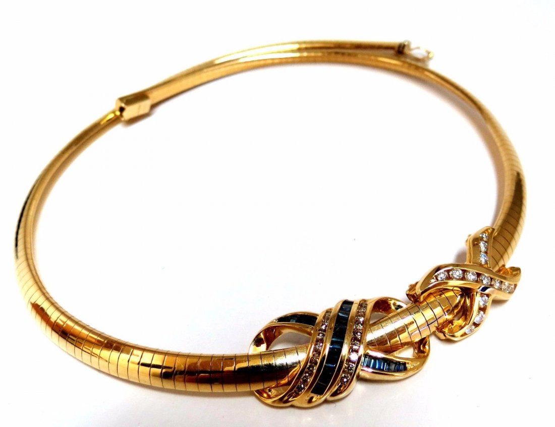 2.40ct natural sapphire diamonds slide X omega necklace (1 of 4)