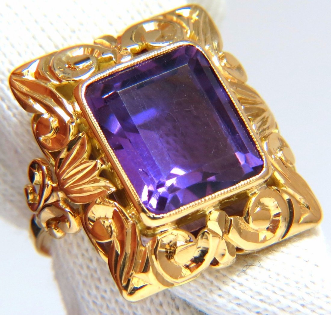 18kt English Victorian Era natural emerald cut amethyst (1 of 9)