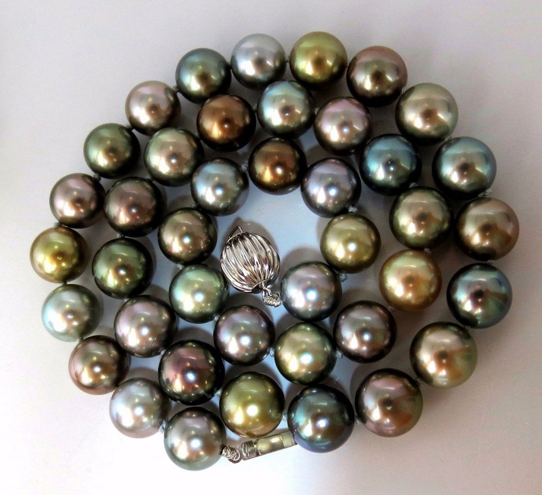 Tahitian Multicolor natural pearl necklace 18 inch 41 (1 of 5)