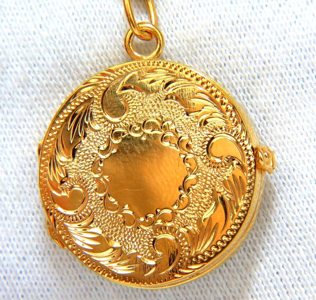 14kt 19 Grams circular victorian gilt pattern locket (1 of 8)