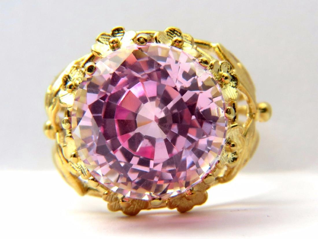 16.68ct pink sapphire ring 18KT FILIGREE ROUND (1 of 12)