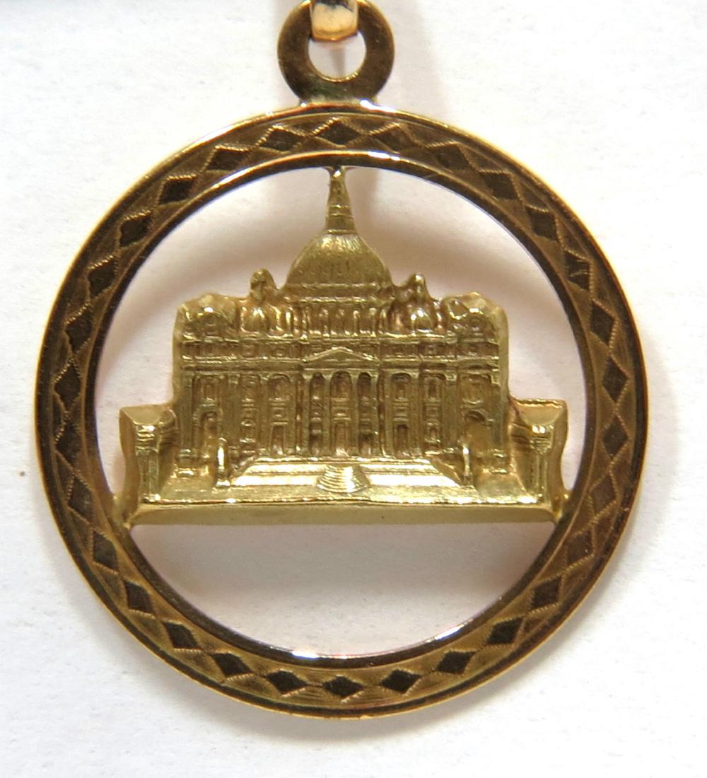 SOLID 18KT WHITE HOUSE PENDANT USA PATRIOT DECO (1 of 8)