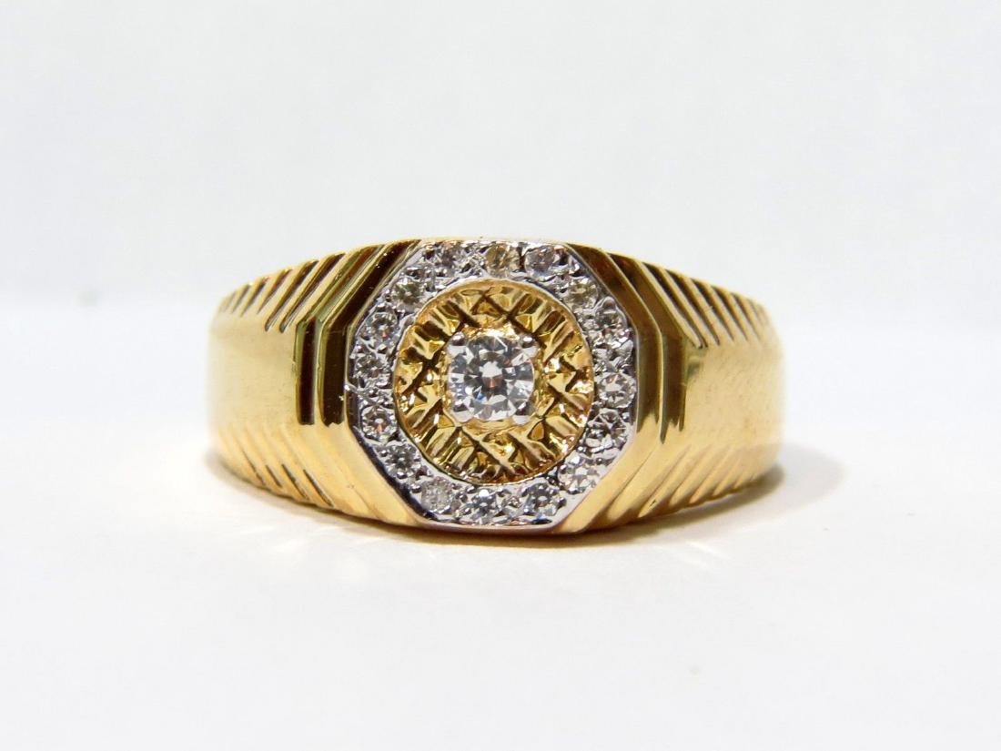0.20CT CZ 10KT GOLD RING MESH WEAVE DESIGN MENS BAND (1 of 6)