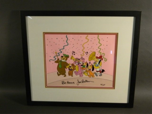 Hanna-Barbera - Signed & #'d Animation Cell: Signed Hand Painted Cell featuring popular Hanna-Barbera characters such as Yogi Bear & friends. #'d 95/300. Size : 20" x 17.5"