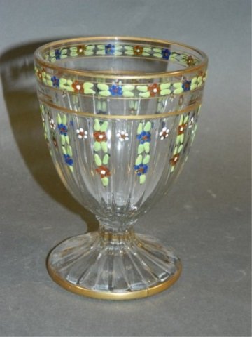 Bohemian Enameled Chalice: possibly attributed to Moser or Harrach. Size : 5.5"