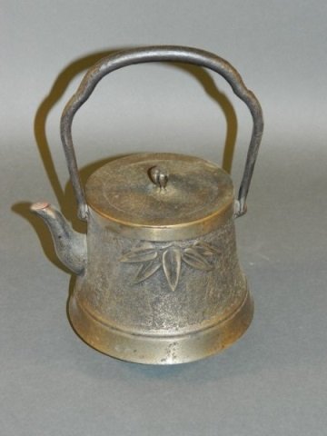 Japanese Cast Iron Teapot: Size : 10.5" T at handle x 8" W at spout.