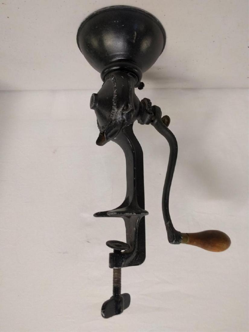 Cast Iron Coffee Grinder: signed Landers - Frank - Clark August 31 st 1903 Briton, Connecticut 13" L hopper is 4 3/4" good ocndition