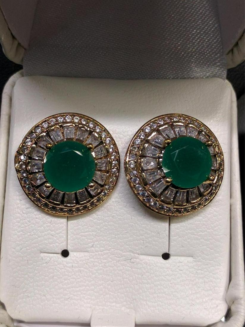 Round Cut Emerald Estate earrings (1 of 1)