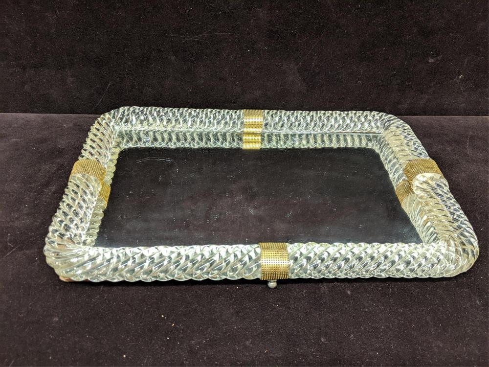 Vintage Crystal Rope Twist Mirror tray: Vintage Crystal Rope Twist Mirror tray 17 1/2" L x 11" W good condition