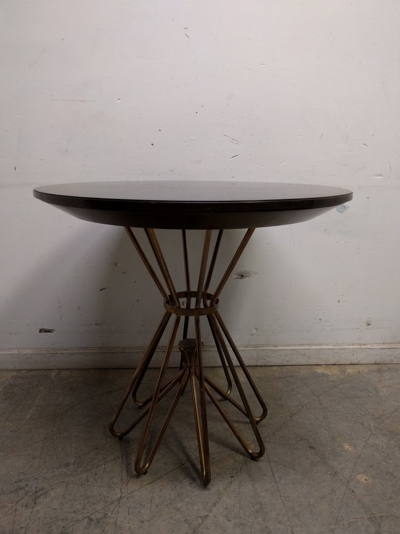 Mid Century Modern style round table with iron base (1 of 2)