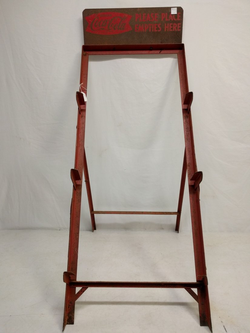 Vintage Coca Cola "Place Empties Here" Rack: Some rust and corrosion 46" T x 19 1/4" W