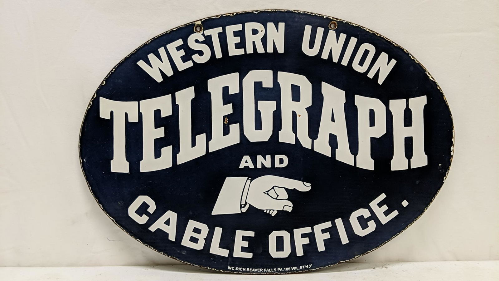 Western Union Telegraph & Cable Office porcelain (1 of 3)