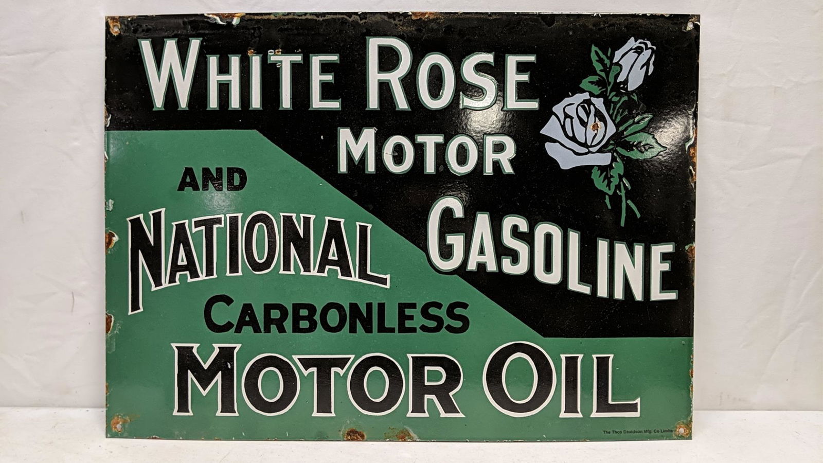Porcelain White Rose Gasoline single sided sign (1 of 5)