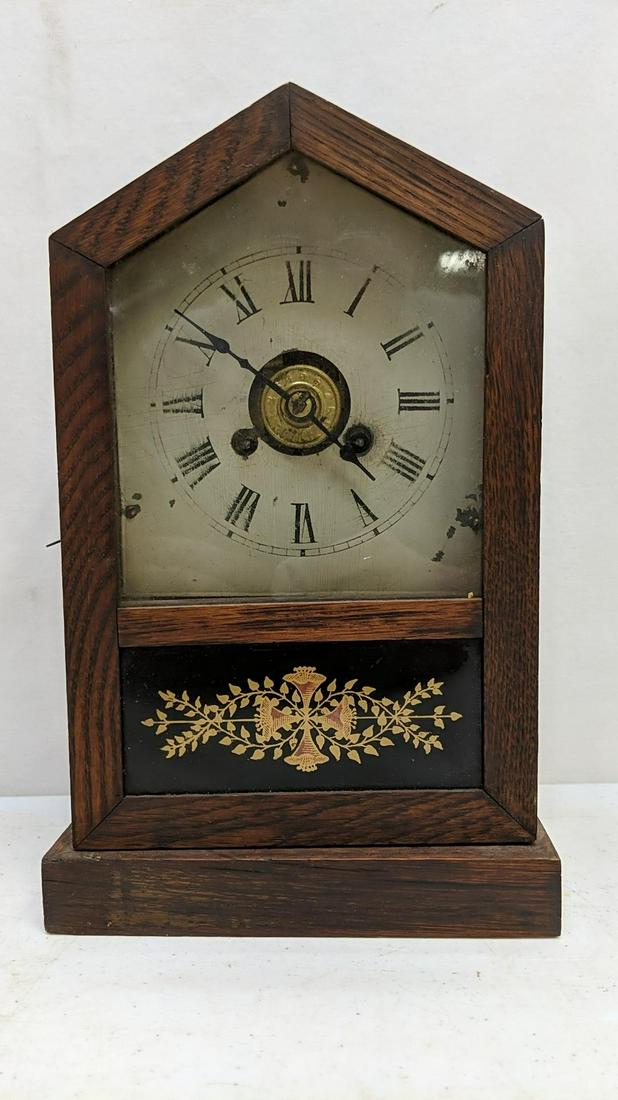 Antique Mantel Clock: Rocket Jerome Company used condition all clocks are sold as is 10 1/2" T x 6 3/4" w x 3 1/2" D